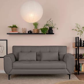 sofá 3 lugares piacenza linho cinza 202 cm