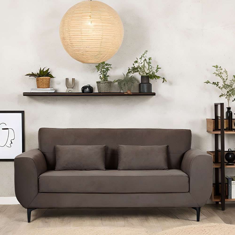 sofá 3 lugares piacenza suede marrom 202 cm