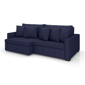 sofá 2 lugares retrátil e reclinável rivera linho bouclé azul 175 cm