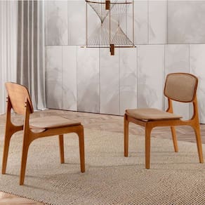 conjunto com 2 cadeiras prada linho palha e imbuia l