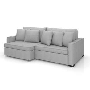 sofá 3 lugares retrátil e reclinável rivera linho bouclé cinza 245 cm