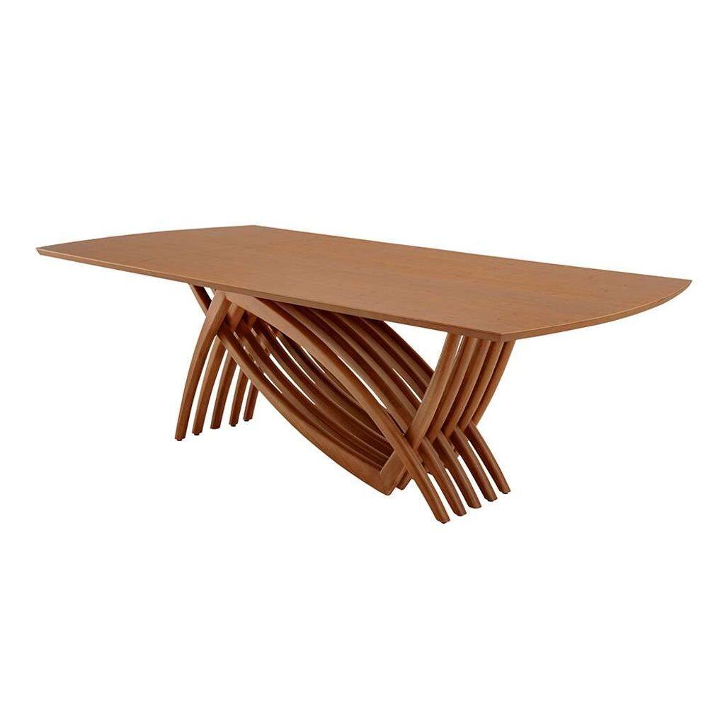 mesa de jantar retangular com tampo madeira grazzia imbuia 240 cm