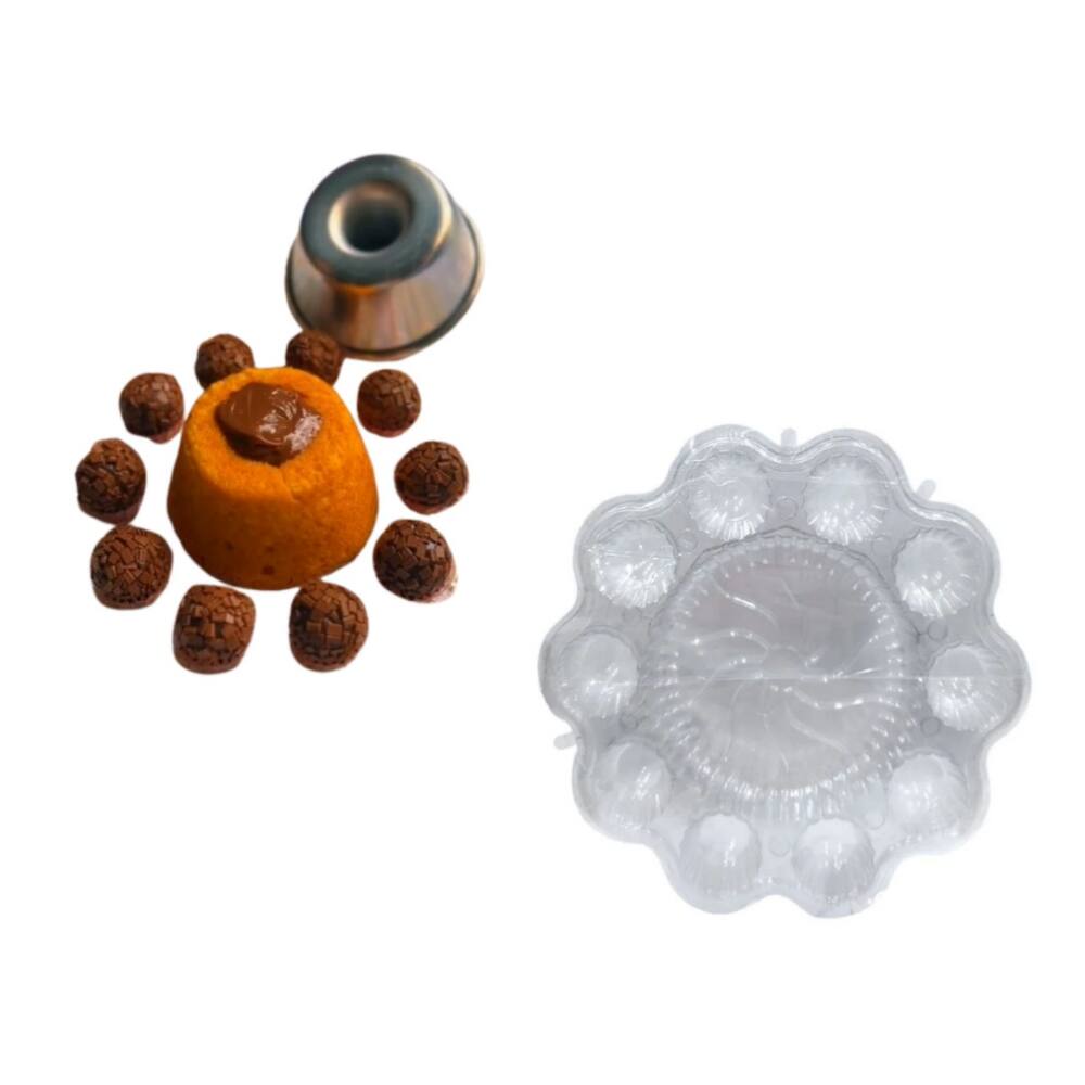 Kit 6 Forminhas Suiça 11cm Caparroz REF 1185 + 6 Embalagem Flip Mini Festa (Mini Bolo + 10 Docinhos)