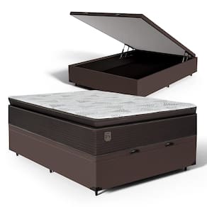 Cama Box Baú com Colchão Ravena Molas Ensacadas Com Pillow Top Casal 138cm