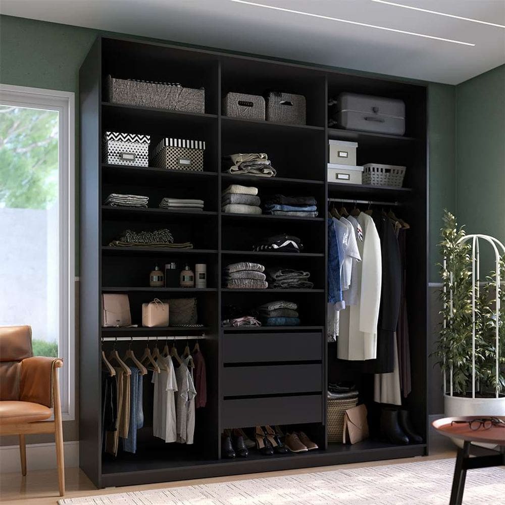 guarda-roupa closet sion 3 gv preto 209 cm