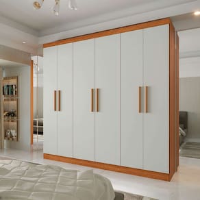 guarda-roupa casal supreme 6 pt 4 gv freijó wood e off white