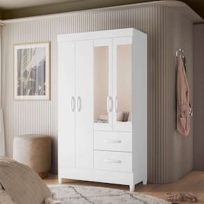 guarda-roupa solteiro com espelho mobi flex 4 pt 2 gv branco