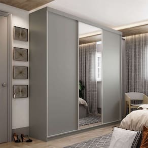 guarda-roupa casal com 1 espelho geneve 3 pt 4 gv cinza