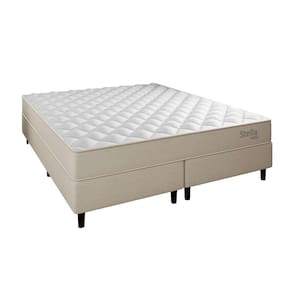 cama box com colchão queen stella molas ensacadas (60x158x198) bege