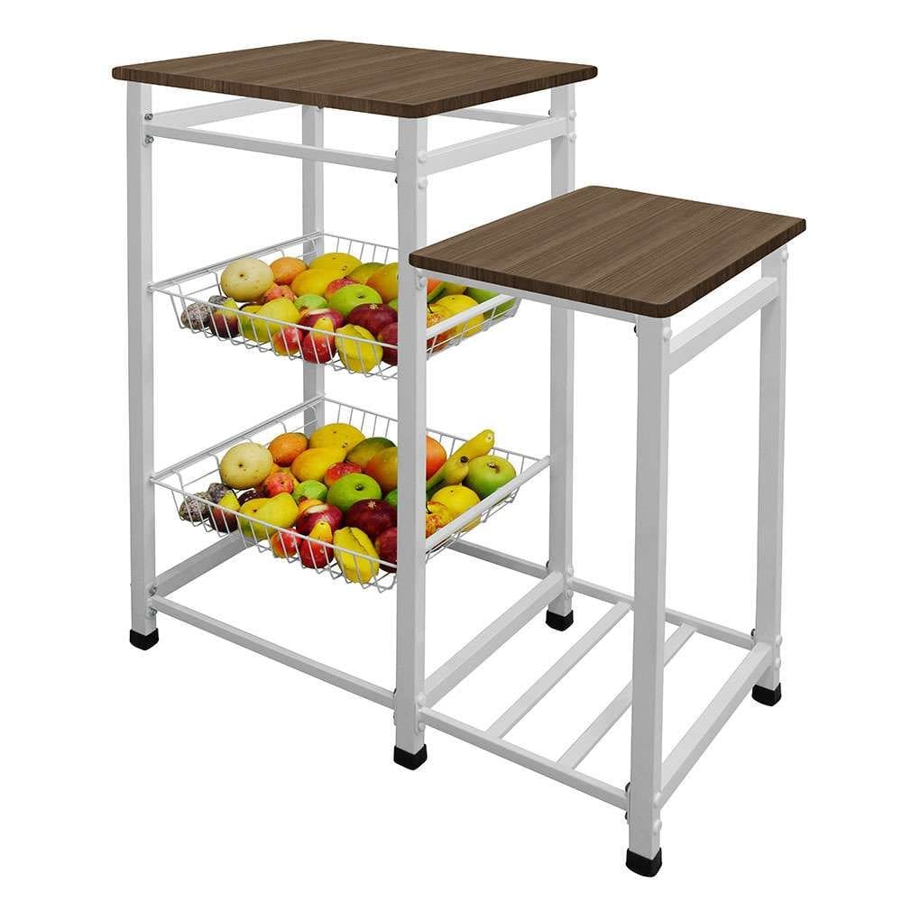 fruteira master 2 cestos branca e marrom