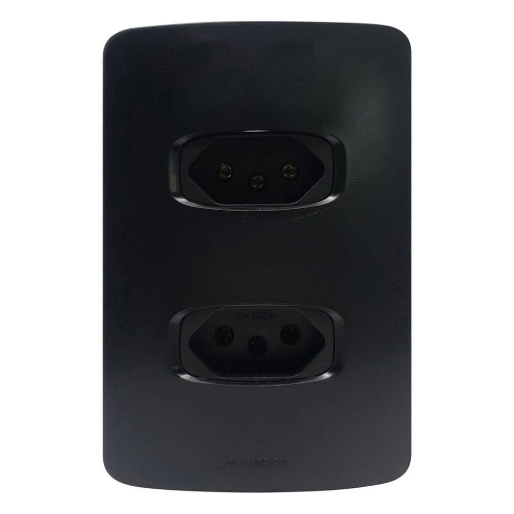 Tomadas Padrão 10A com Placa 4x2 Gracia Maxx Alumbra Preto