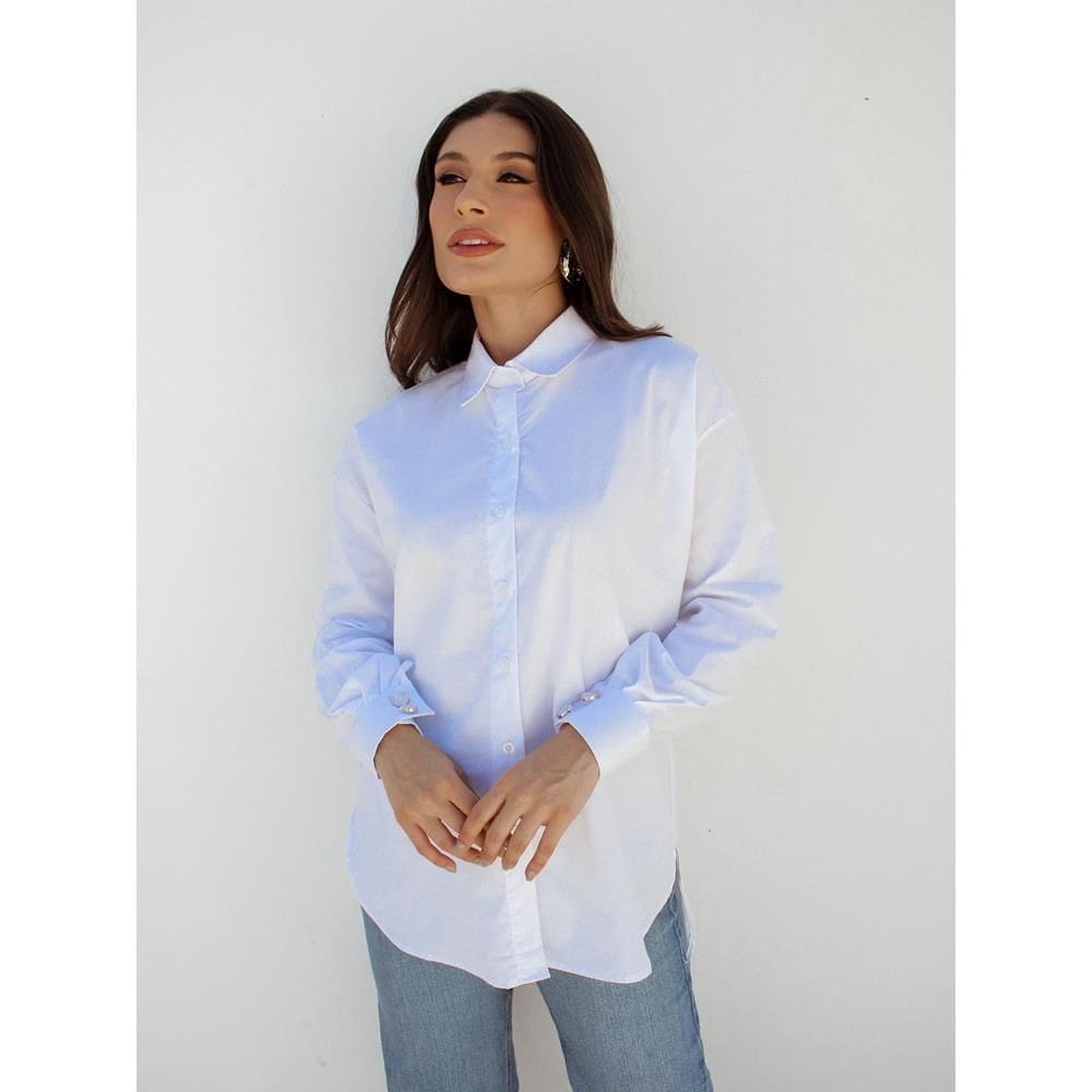 Camisa Feminina Oversized Modelagem Ampla Manga Longa