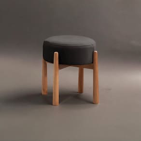 Puff Banqueta Lotus Luxo Madeira Maciça Preto
