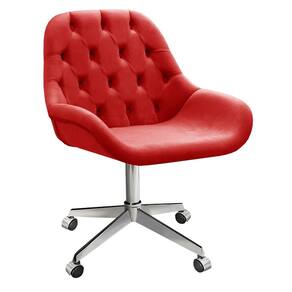 Poltrona Giratória com Rodízio Cadeira Decorativa Sala, Escritório, Recepção Lua Vermelho