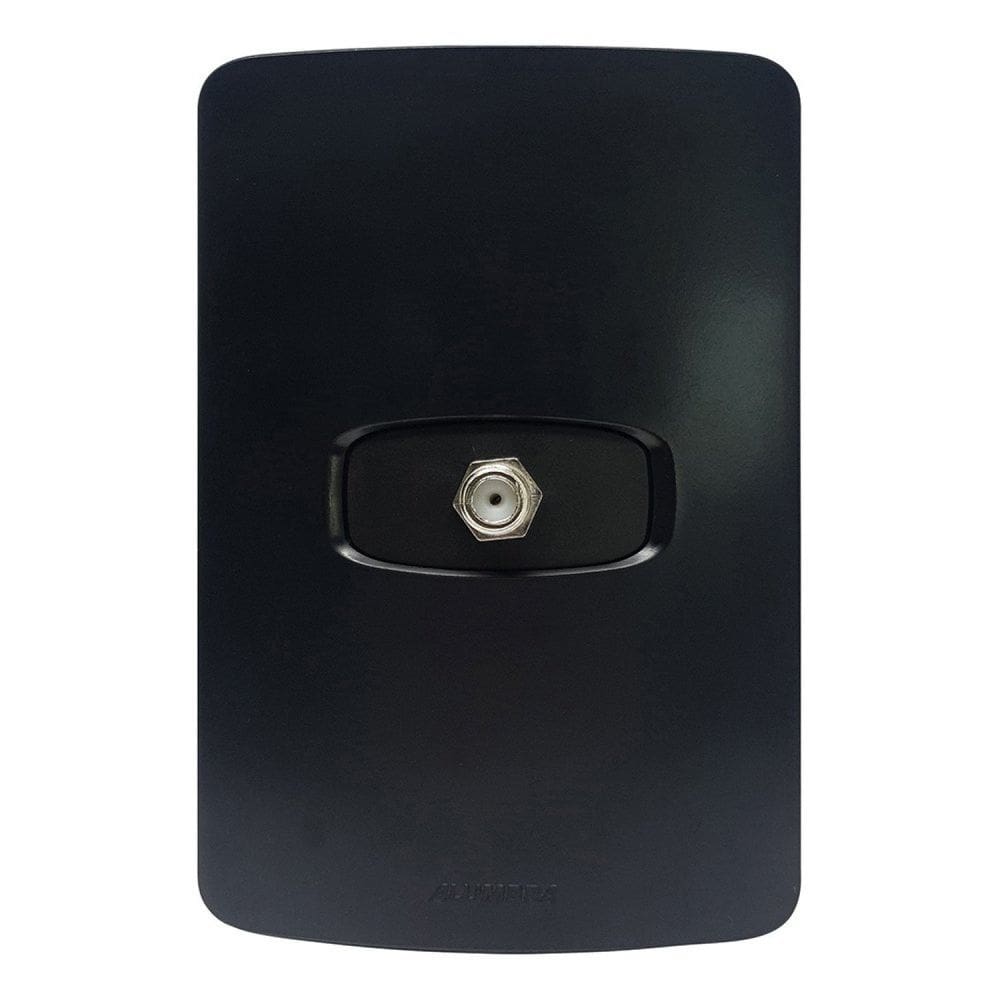 Tomada Coaxial Tv/vídeo com 1 Placa 4X2 Gracia Maxx Alumbra Preto
