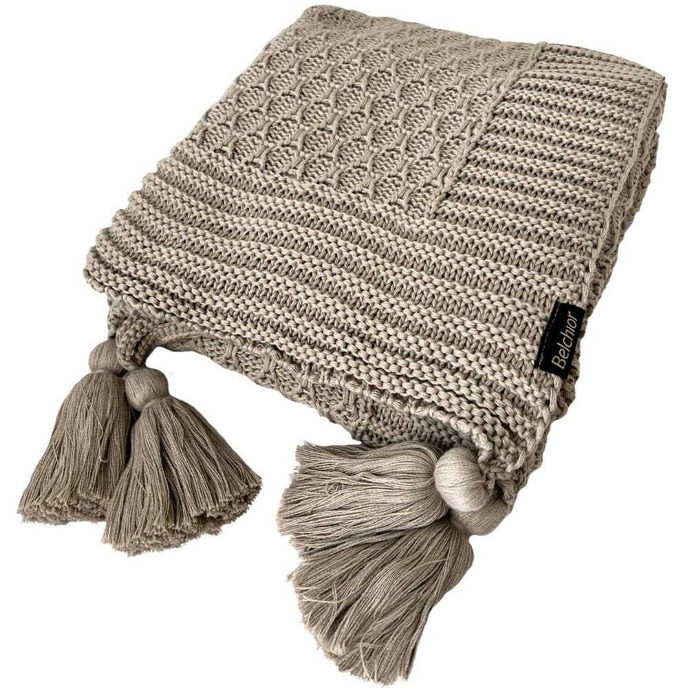 Manta Peseira de Tricot 90x180 Cm com Tassel - Colméia Natural