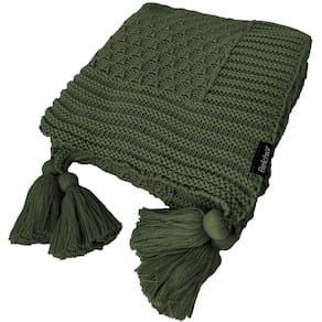 Manta Peseira de Tricot 90x180 Cm com Tassel - Colméia Verde Militar