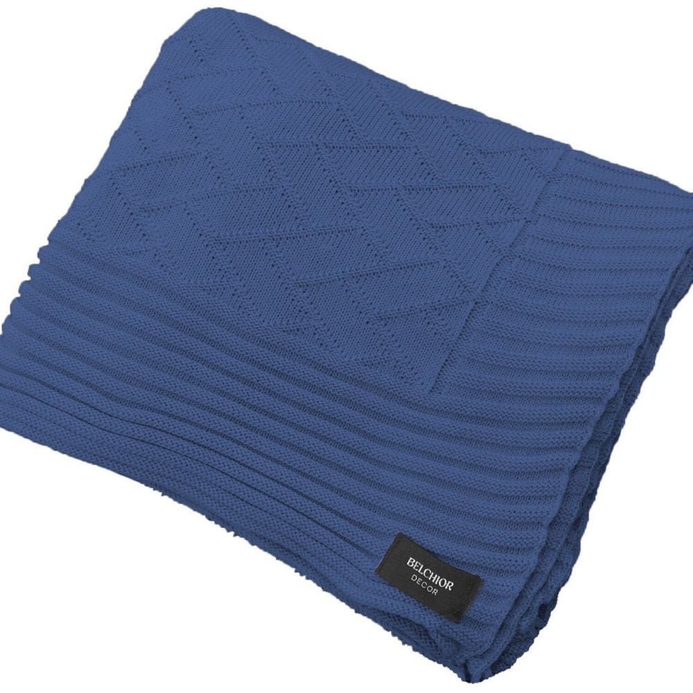 Manta Peseira de Tricot 90x180 Cm Link Azul Jeans