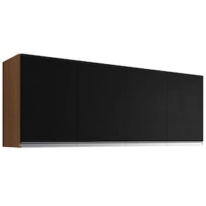 Armário de Cozinha Aéreo Andréia 150cm Amêndoa/Preto - AJL Móveis
