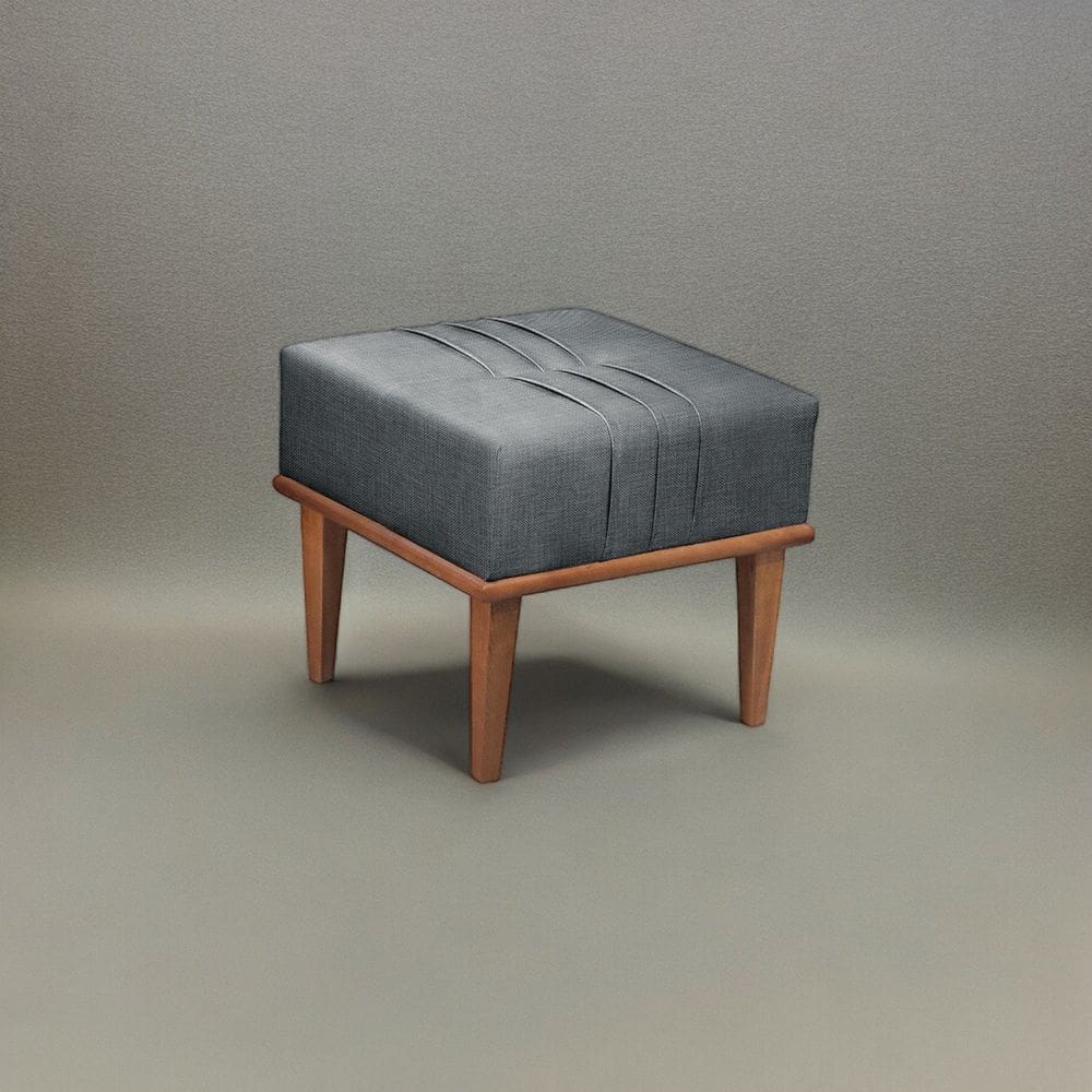 Puff Banqueta Madeira Maciça Maya Luxo Cinza