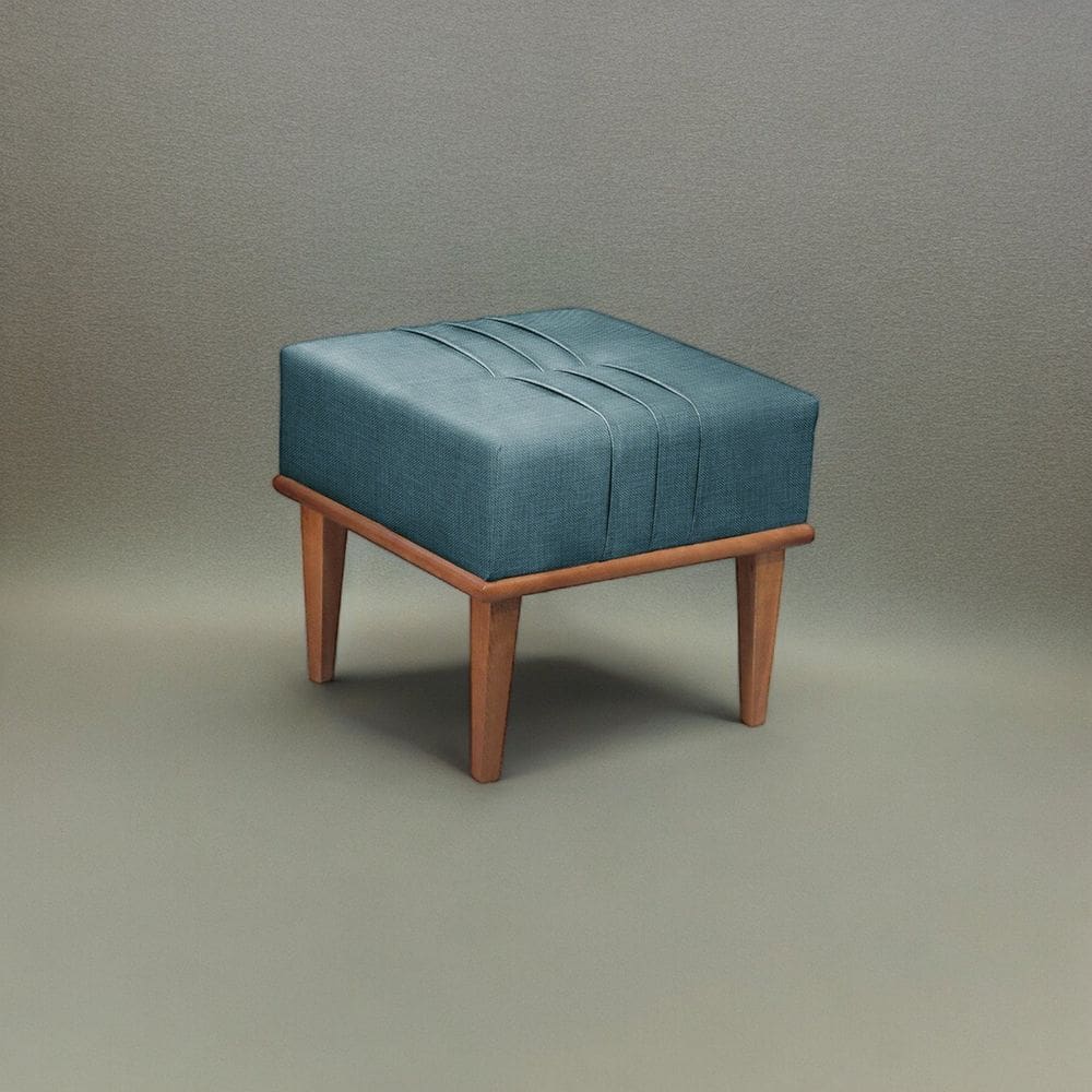 Puff Banqueta Madeira Maciça Maya Luxo Azul