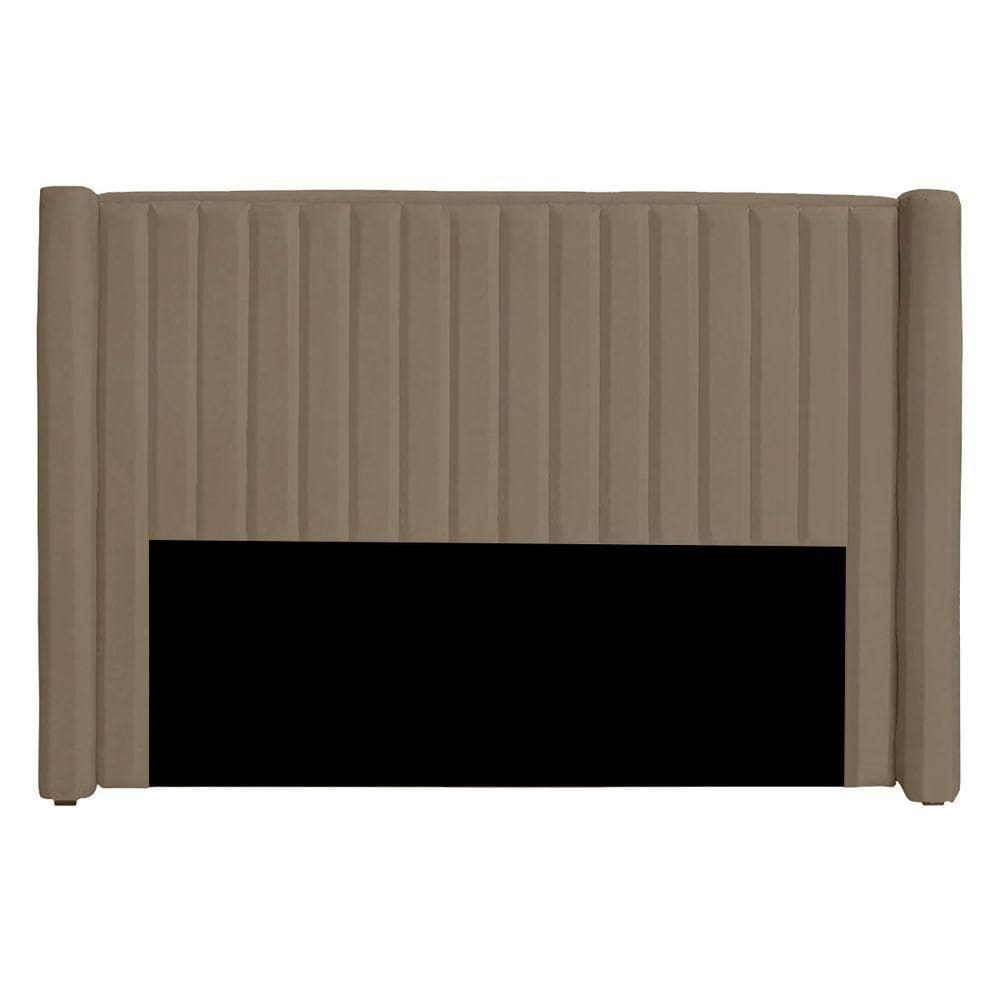 Cabeceira Casal Estofada Para Cama Box Alicia Veludo Cor Capuccino
