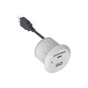 Tomada De Embutir Para Móveis Usb Tipo A E C Branca 2,0A