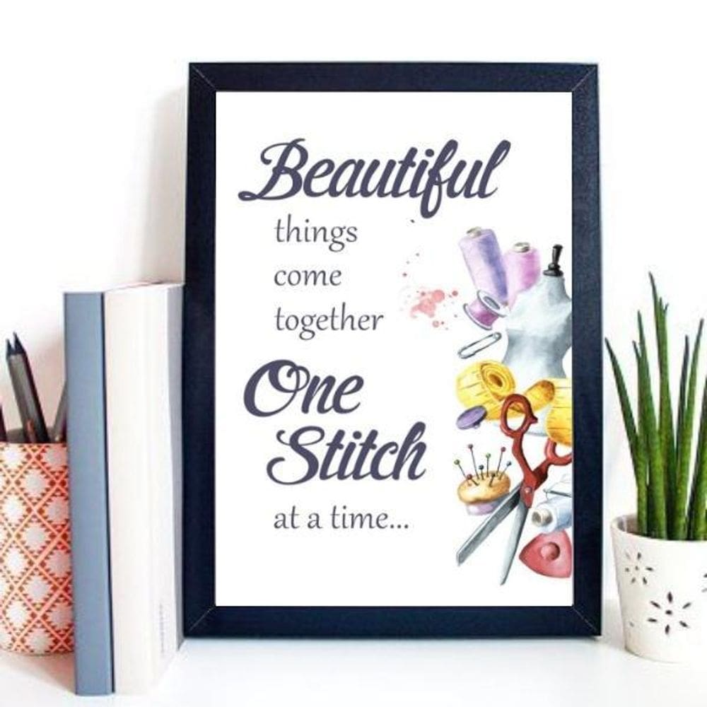 Quadro Para Atelier De Costura - Frase 24X18Cm - Com Vidro