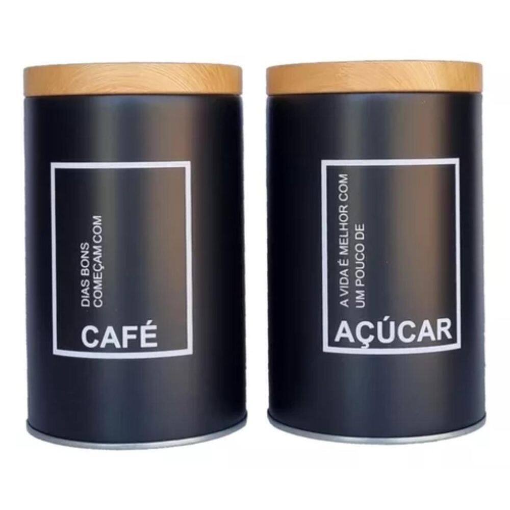 Kit 2 Porta Mantimentos Pote Espaço Café E Açucar Decoração