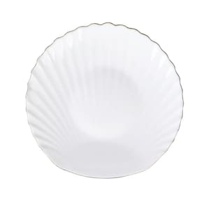 Prato Raso Branco Concha 26Cm Borda Dourada Gold Rim