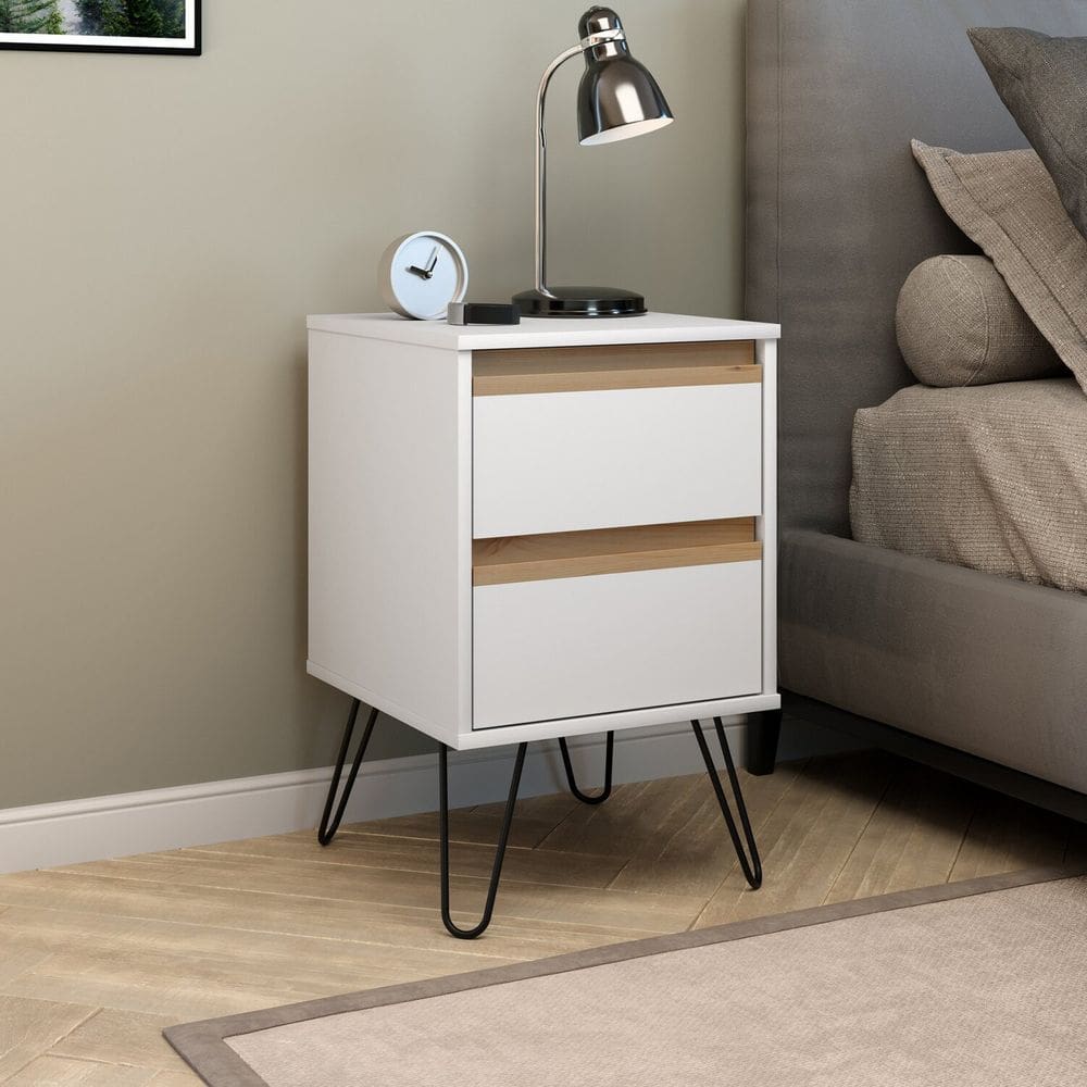Mesa de Cabeceira 2 Gavetas Paris Branco