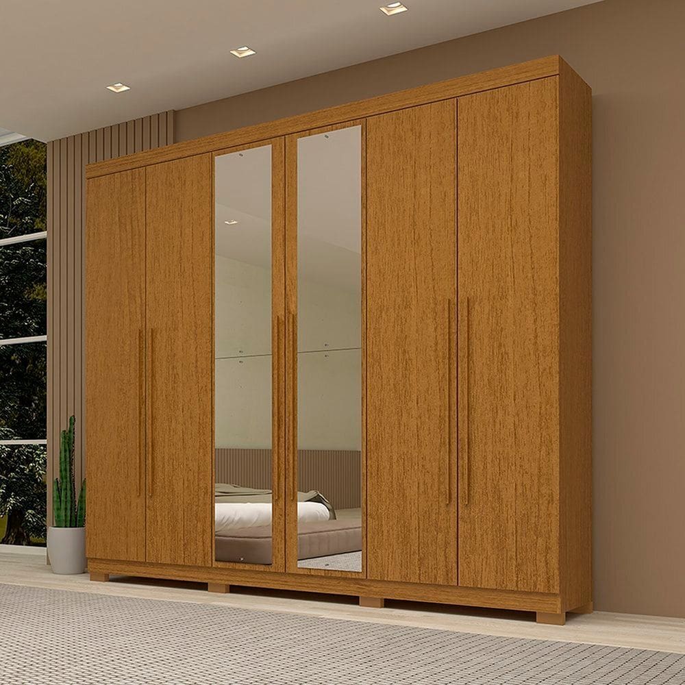 Guarda-roupa Casal 243,90cm 6 Portas com Espelho 100% Mdf Buganvílea Espresso Móveis Cinamomo