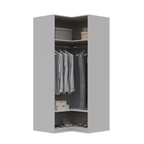 Guarda-Roupa de Canto Reto Modular 95cm sem Portas com Cabideiros Jade CabeCasa MadeiraMadeira Cinza Urbano