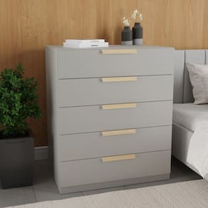 Cômoda 5 Gavetas 80cm Jade Cabecasa Madeiramadeira Cinza Urbano