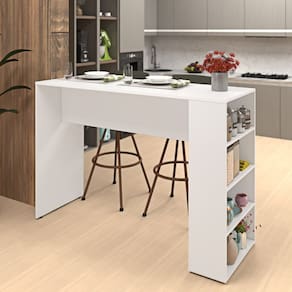 Bancada Cozinha Internacional Gourmet com Prateleiras Branco