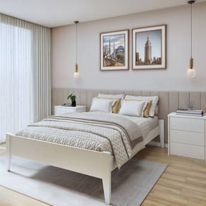 Cama Casal 140cm Turca Slim em Madeira Maciça Branco