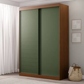 Guarda-roupa Solteiro 2 Portas 1 Porta Ripada Samambaia Cabecasa Freijó/Verde