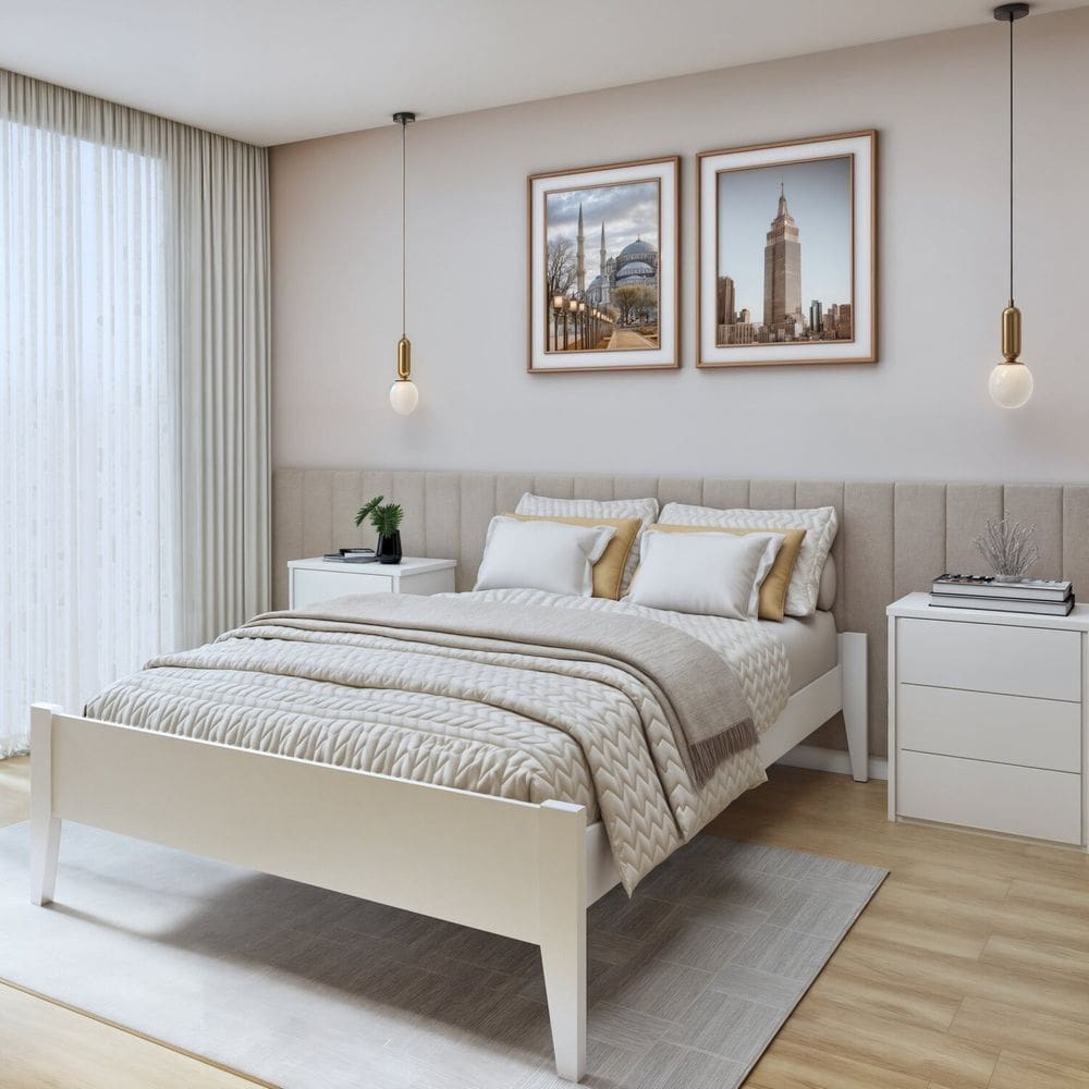 Cama Queen 160cm Turca Slim em Madeira Maciça Branco