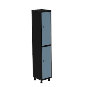Armário Roupeiro em Aço Mt 1v 2 Portas - Pitão Preto/Azul Dali