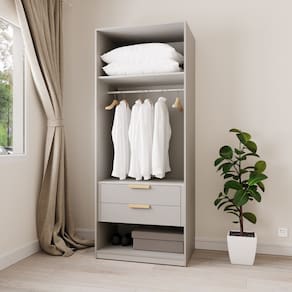 Guarda-roupa Modular 80cm sem Portas com Gaveteiro Jade Cabecasa Madeiramadeira Cinza Urbano