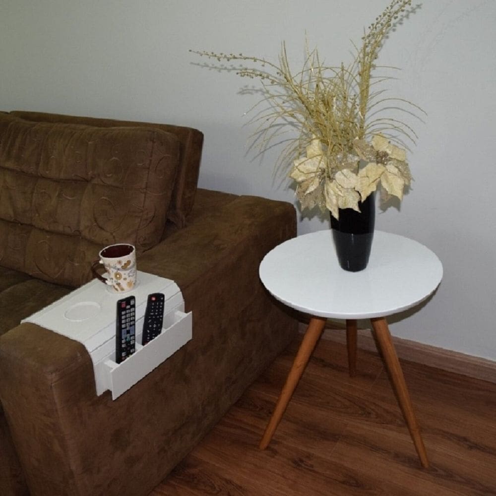 Mesinha Lateral Tripe Decorativa Lc Alta Branco / Mel