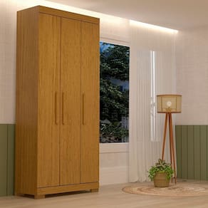 Guarda-roupa Solteiro 82,60cm 3 Portas 100% Mdf Papoulas Espresso Móveis Cinamomo