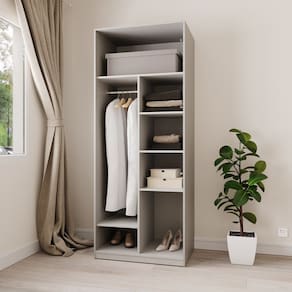 Guarda-Roupa Modular 80cm sem Portas com Prateleiras Jade CabeCasa MadeiraMadeira Cinza Urbano