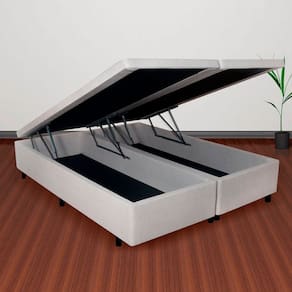 Cama Baú Queen 158cm X198cm Madeira em Eucalipto Areia