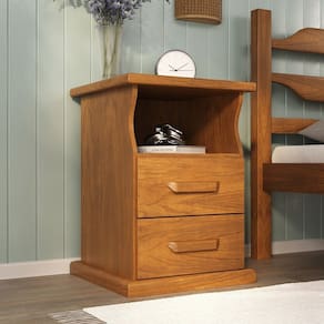 Mesa de Cabeceira 2 Gavetas Slim 46x65 Mogno Mel