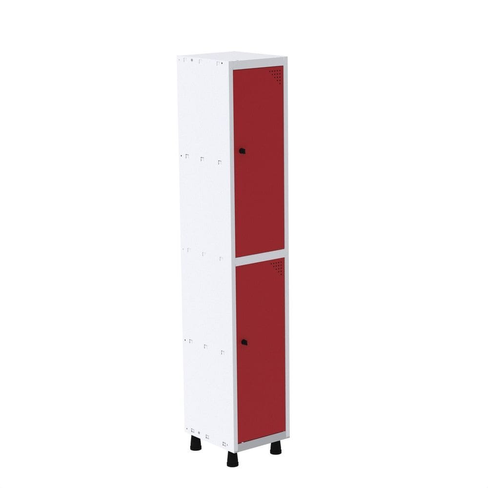 Armário Roupeiro em Aço Mt 1v 2 Portas - Pitão Branco/Vermelho