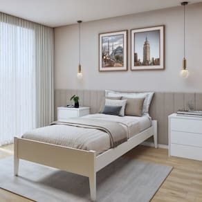 Cama Solteiro 90cm Turca Slim em Madeira Maciça Branco