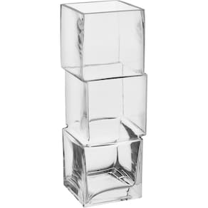 Vaso Decorativo Enfeite Casa Vidro 30x10x10cm Transparente