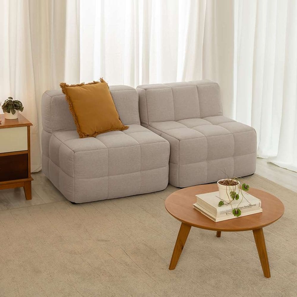 sofá guldi popup com 2 módulos centrais linho cru