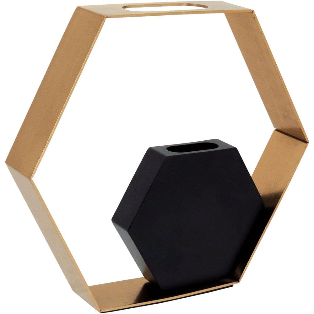 Vaso Decorativo Enfeite Casa Metal 27x24x5cm Dourado